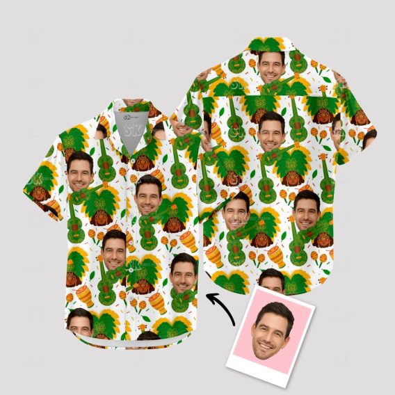 Custom Face Hawaiian Shirt - Tropical Beach Paradise Photo Print Design