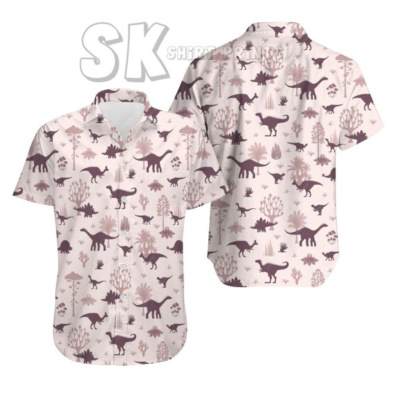 Dinosaur Hawaiian Shirt Custom Photo Print Green Tropical Button Up