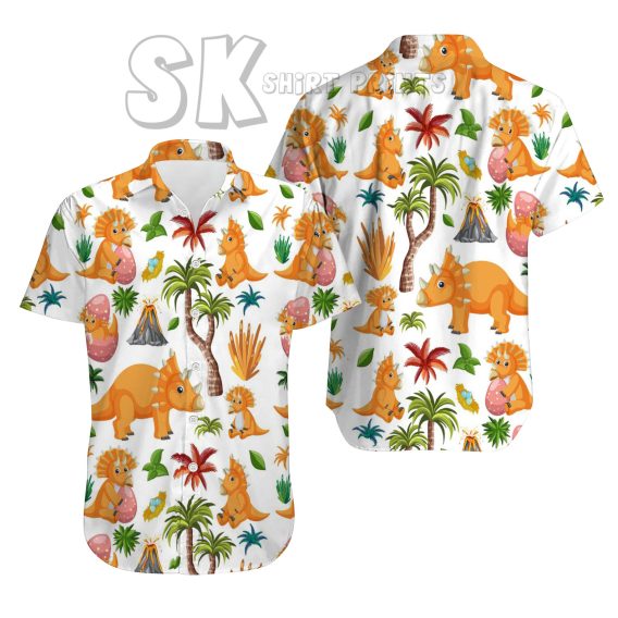 dinosaur print hawaiian shirt