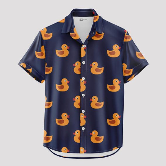 Duck Hawaiian Shirt Custom Photo Print - Put Your Face With Orange Ducks
