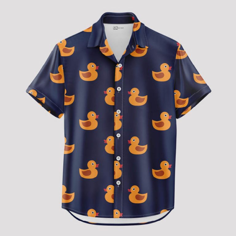 Duck Hawaiian Shirt Custom Photo Print – Put Your Face With Orange Ducks