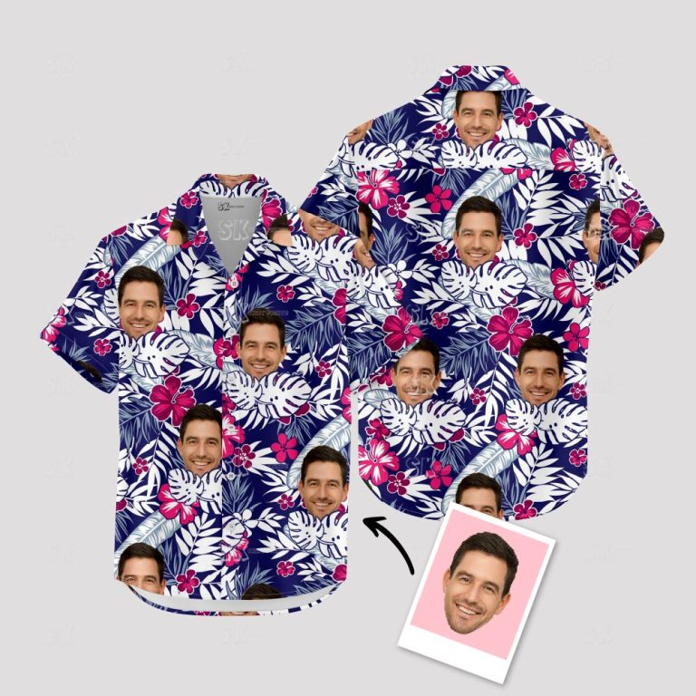 Custom Face Floral Hawaiian Shirt – Big Size Men’s Photo Print Tropical