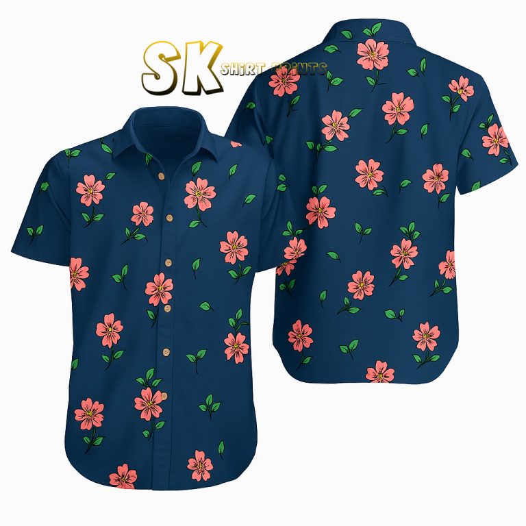 Floral Hawaiian Shirt Custom Photo Print – Tropical Flowers All-Over Design