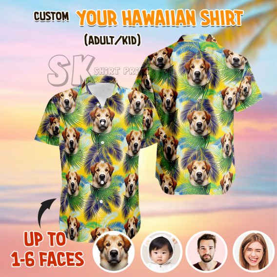 hawaiian shirt with dog face
