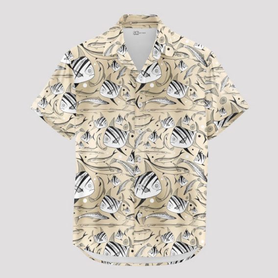 Fish Print Hawaiian Shirts with Custom Photo for Beach Days & Fishing Trips