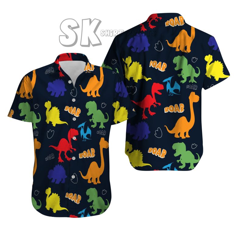 Dinosaur Hawaiian Shirt Custom Photo Print Tropical Dino Paradise Men Women