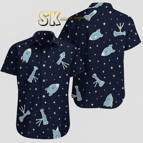 R2-D2 Hawaiian Shirt - Blue Rockets & Droids Custom Photo Beach Design