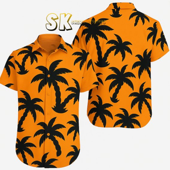 Orange Palm Tree Hawaiian Shirt - Ralph Lauren Style Custom Photo Print