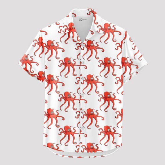 Marine Life Hawaiian Shirt Seahorse Octopus Custom Photo Ocean Button-Down