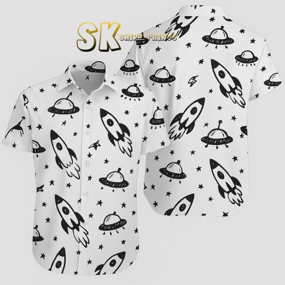 Star Wars Hawaiian Shirt Black White Space Print Bold Contrast Design