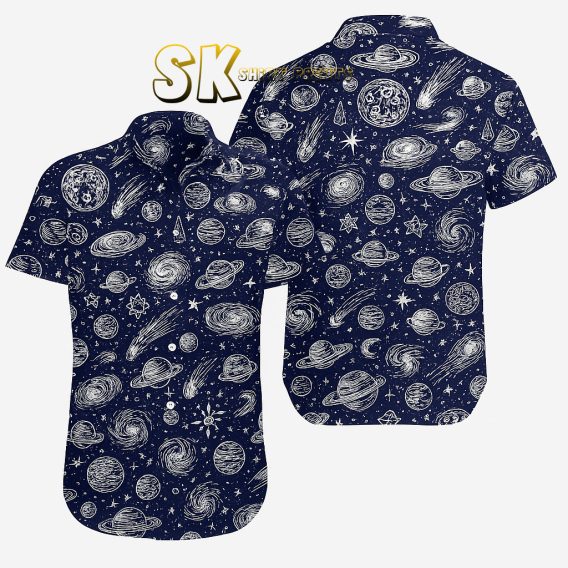 Star Wars Hawaiian Shirt with Hand-Drawn Galaxy Art and Custom Face Photo