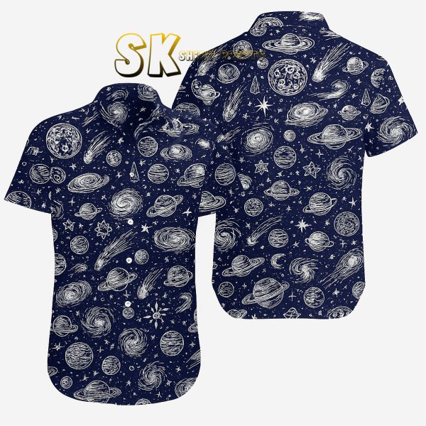 Star Wars Tropical Shirt – Hand-Drawn Galaxy Print Aloha Style for Sci-Fi Fans