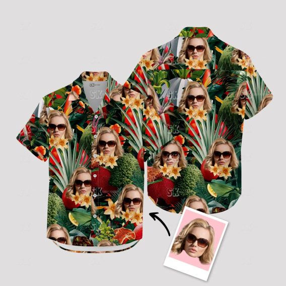 Tropical Fruit Hawaiian Shirt – Custom Face Aloha Shirt for Vacation & Gifts