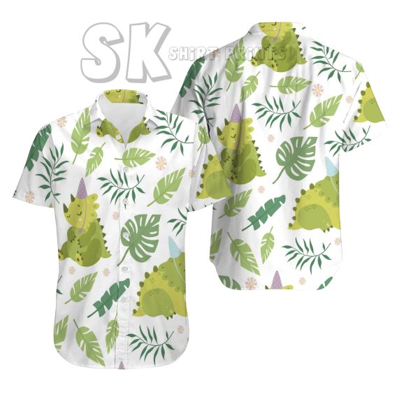 Vintage Dinosaur Hawaiian Shirt Custom Photo Print Prehistoric Button Down