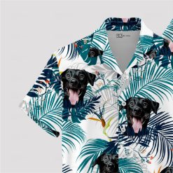 Custom white Hawaiian shirt with dog face design for women