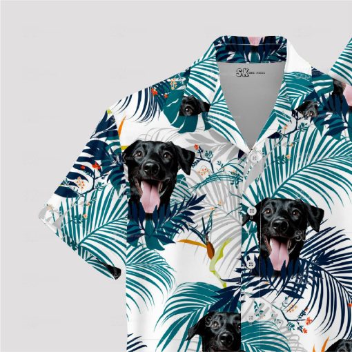 Custom white Hawaiian shirt with dog face design for women