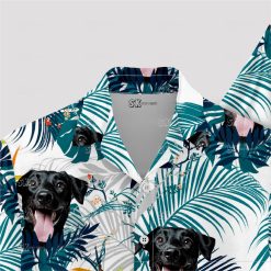 Custom white Hawaiian shirt with dog face design for women