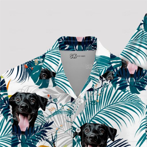 Custom white Hawaiian shirt with dog face design for women