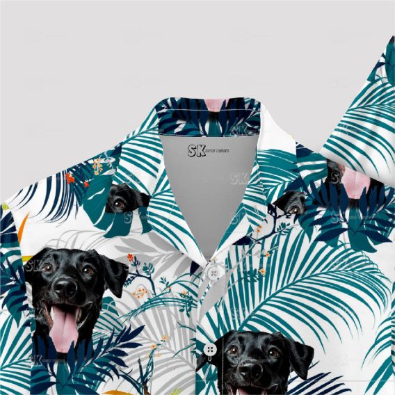 Custom white Hawaiian shirt with dog face design for women