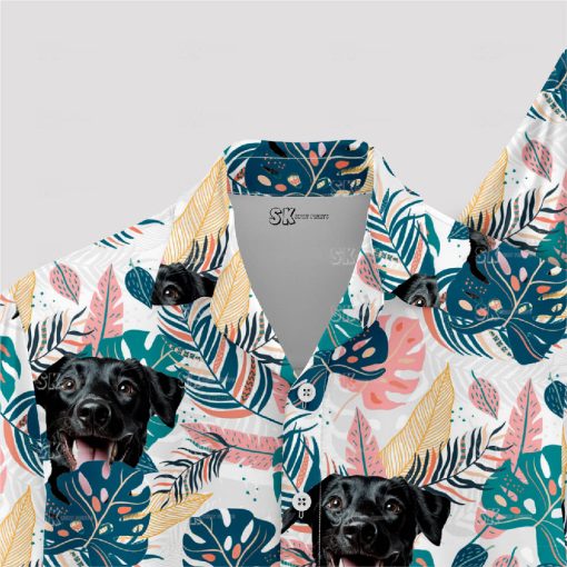 Custom Hawaiian wedding shirt featuring your dog’s face in white