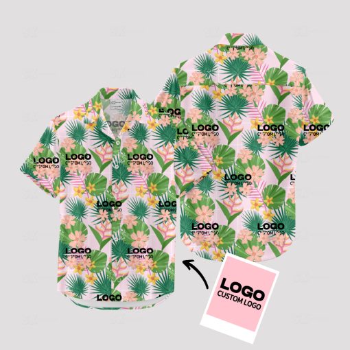 Custom Hawaiian shirt featuring your company logo in vibrant design