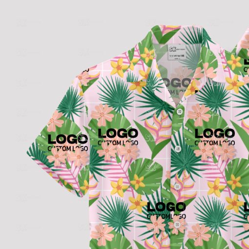 Custom Hawaiian shirt featuring your company logo in vibrant design