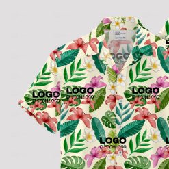 Custom Hawaiian shirts featuring your company logo in tropical style