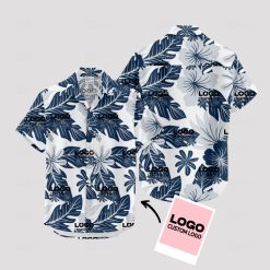 Custom Hawaiian shirts featuring your company logo in tropical style