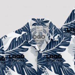 Custom Hawaiian shirts featuring your company logo in tropical style