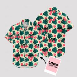 Custom Hawaiian aloha shirt featuring company logo design