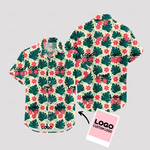 Custom Hawaiian aloha shirt featuring company logo design