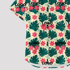 Custom Hawaiian aloha shirt featuring company logo design