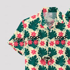 Custom Hawaiian aloha shirt featuring company logo design