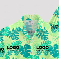 Custom Hawaiian shirts featuring your logo, no minimum order required