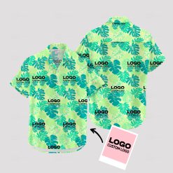 Custom Hawaiian shirts featuring your logo, no minimum order required