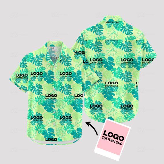 Custom Hawaiian shirts featuring your logo, no minimum order required