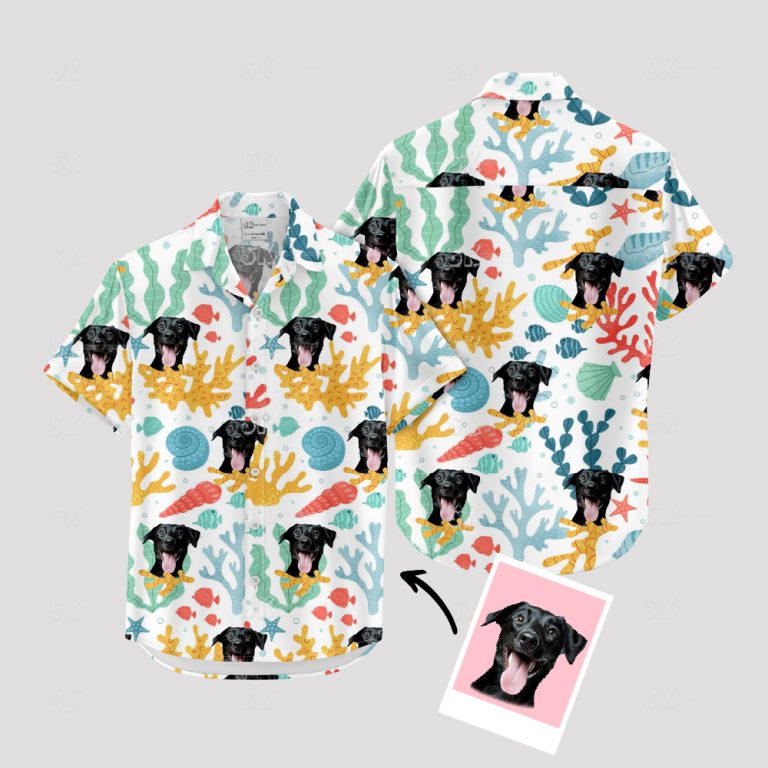 Custom Spongebob Hawaiian Shirt – White Dog Pattern Men’s Aloha