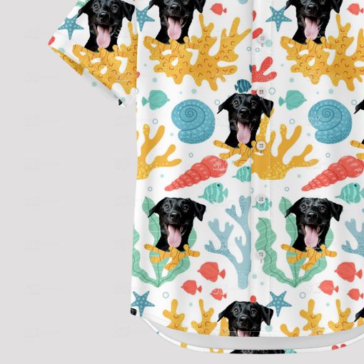 custom spongebob hawaiian shirt with dog print for men in white
