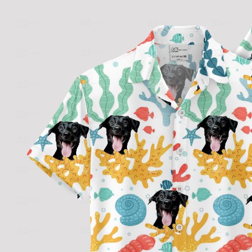 custom spongebob hawaiian shirt with dog print for men in white
