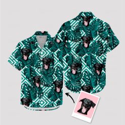 White tropical Hawaiian shirt for men featuring cute dog face print