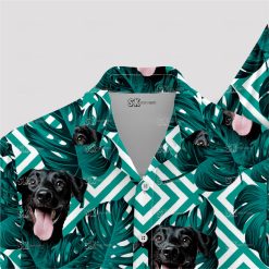 White tropical Hawaiian shirt for men featuring cute dog face print