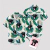 Green and white Hawaiian shirt featuring a cute dog picture design