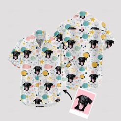White Hawaiian Spongebob shirt with dog face and tropical print