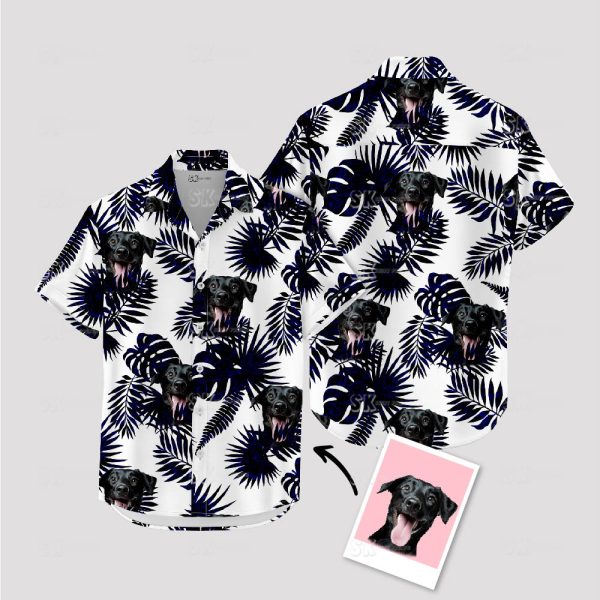 Mens Black Hawaiian Shirt with Dog Face Print | Unique Vacation Style