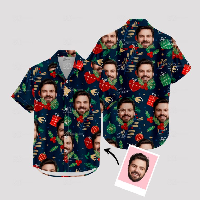 Funny Hawaiian Shirts for Men – Custom Photo Luau Holiday Party Shirts