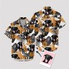 Personalized orange and white Hawaiian shirt with dog face print
