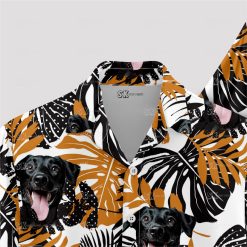 Personalized orange and white Hawaiian shirt with dog face print