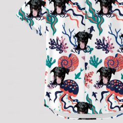 White Spongebob tropical Hawaiian shirt for men with dog face design