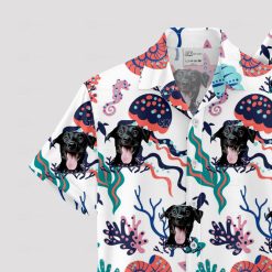 White Spongebob tropical Hawaiian shirt for men with dog face design
