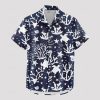 Black and white tropical ocean shirt with sea animals pattern